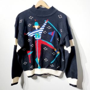 Vinatge 90s Spice It Up Winter Ski Sweater Medium